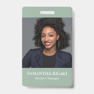 Crachá Personalizável de Foto Verde Sage