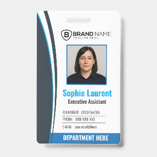 Crachá Personalized Blue White Corporate Staff ID Badge