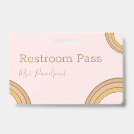 Crachá Personalized Boho Rainbow Hall Pass Pink