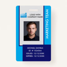 Personalized Corporate Employee ID Badge Blue
