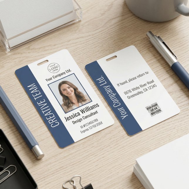 Crachá Personalized Corporate Employee ID Badge Blue (Criador carregado)