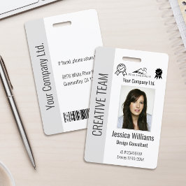 Crachá Personalized Corporate Employee ID Badge Gray