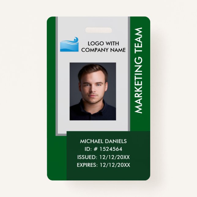 Crachá Personalized Corporate Employee ID Badge green (Frente)