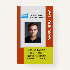 Crachá Personalized Corporate Employee ID Badge Orange