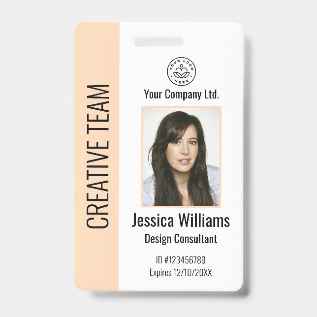 Crachá Personalized Corporate Employee ID Badge Peach (Frente)