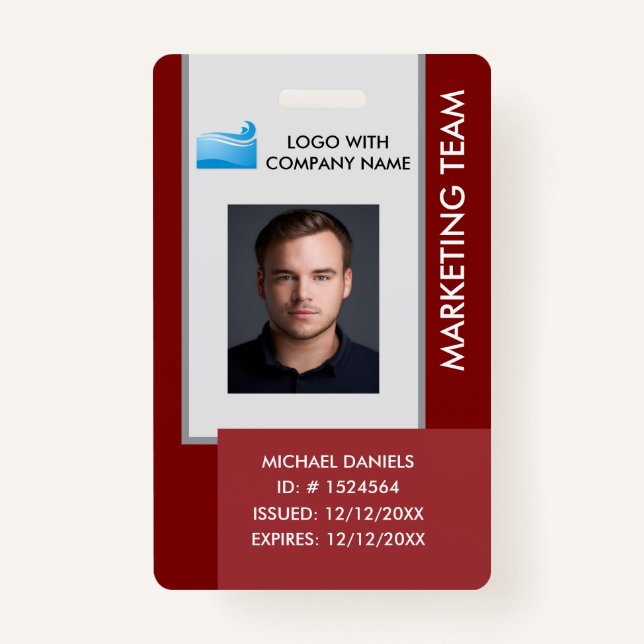 Crachá Personalized Corporate Employee ID Badge Red (Frente)