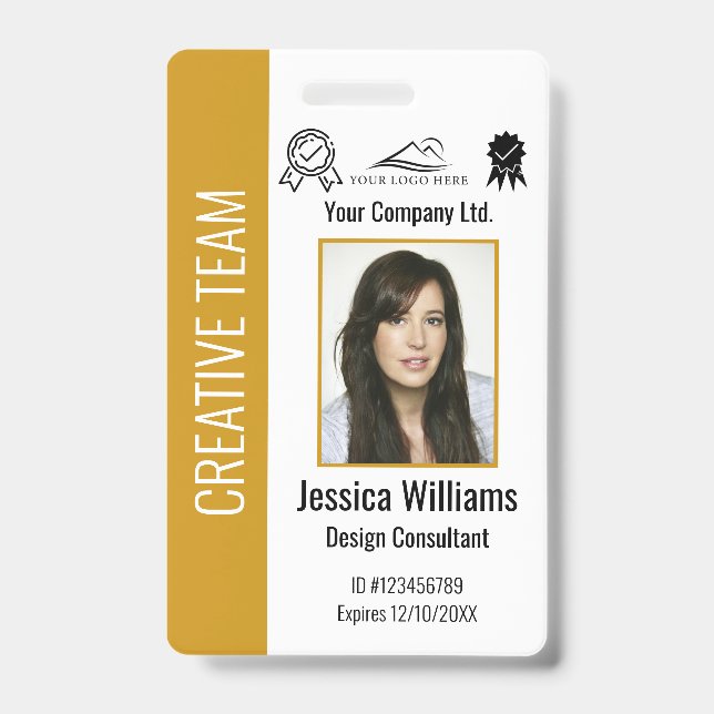 Crachá Personalized Corporate Employee ID Mustard Yellow (Frente)