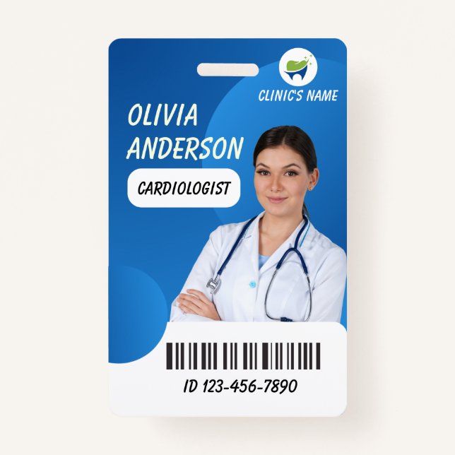 Crachá Personalized Hospital Employee Logo & Photo ID  (Frente)