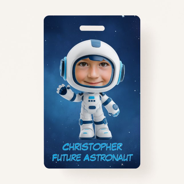 Crachá Personalized Kids Astronaut Emergency Contact (Frente)