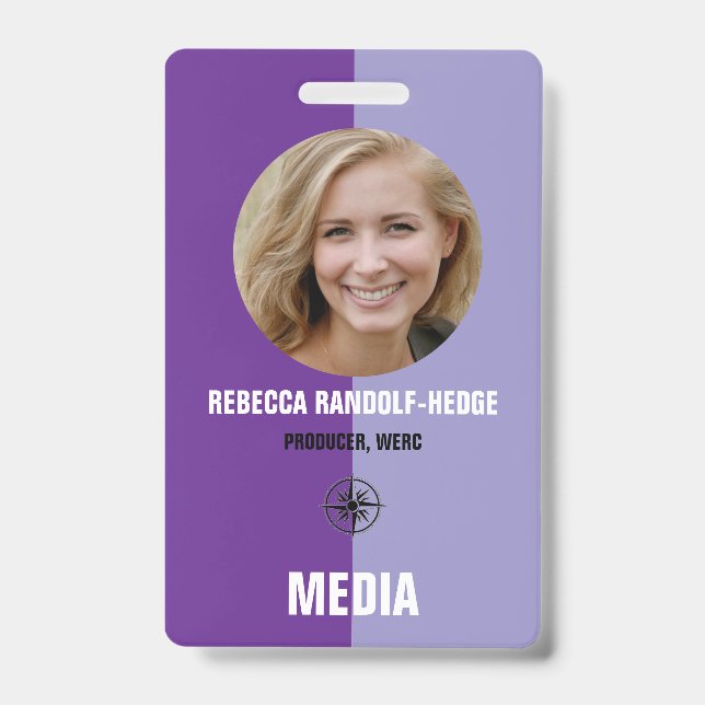 Crachá Personalized Media ID Badge / Photo, Name & Title (Frente)