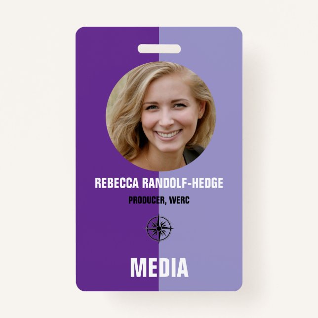 Crachá Personalized Media ID Badge / Photo, Name & Title (Frente)