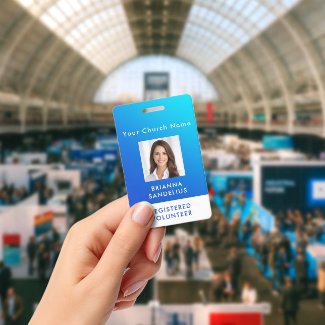 Crachá Personalized Modern Blue Gradient Custom Photo ID (Conferência)