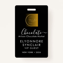 Crachá Personalized Name Chocolate Festival VIP Pass 