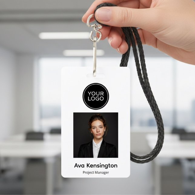 Crachá Personalized Photo ID Badge with Logo  Modern  (Criador carregado)