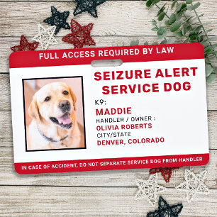 Crachá Personalized Seizure Alert Service Dog Photo ID