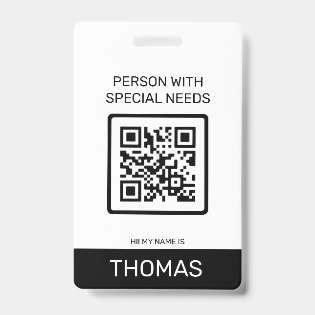 Crachá Pessoa com Necessidades Especiais Código QR e Outr (Frente)