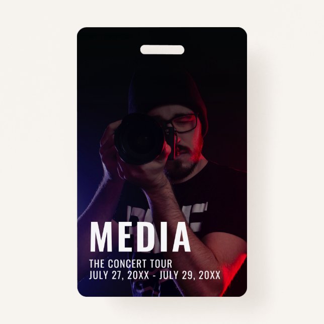 Crachá Photo Background Media Pass ID Badge (Frente)