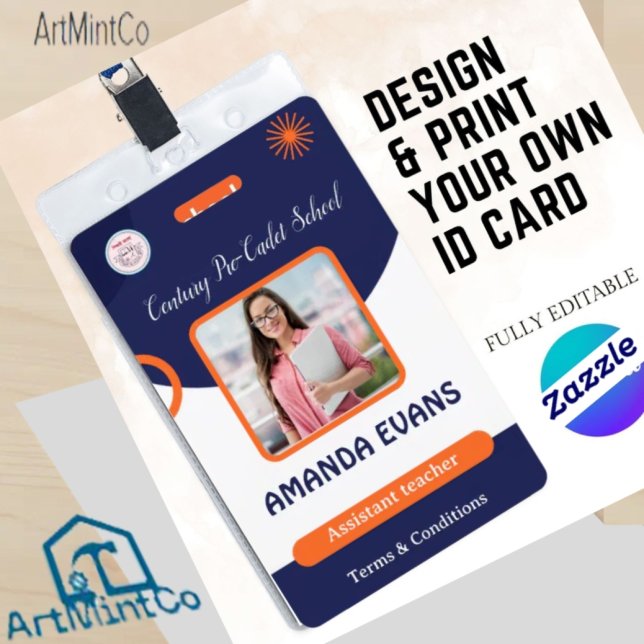 Crachá Photo Employee Logo or QR CODE Security (Criador carregado)