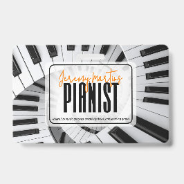 Crachá Piano Moderno Espirais Preto&Branco Laranja Pianis