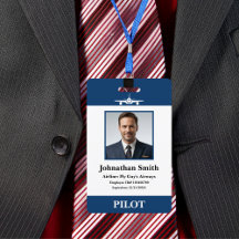 Piloto de linha aérea de identificação de seguranç