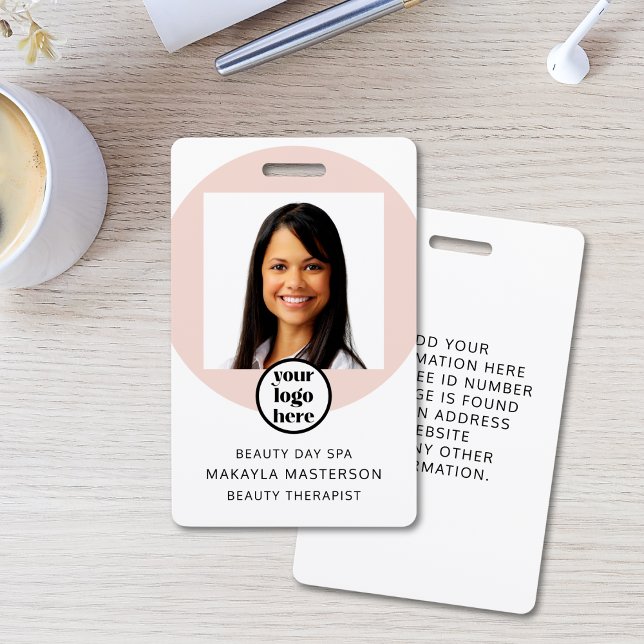 Crachá Pink Photo Logo Employee ID (Criador carregado)