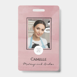 Crachá Pink Script Logo Photo Makeup Badge