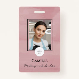 Crachá Pink Script Logo Photo Makeup Badge