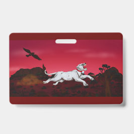 Crachá Pintura arte Leoa branca paisagem fantasia águia