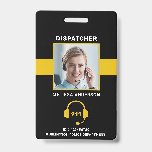 Crachá Placa de ID do Dispatcher de Foto Personalizada de (Frente)