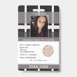 Crachá Placa de identificação de professor de homeschooli