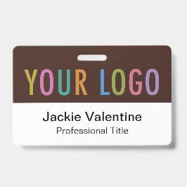 Crachá Placa de identificação de PVC marrom com logotipo 