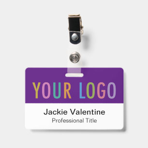 Crachá Placa de Identificação de PVC Roxo com Logotipo Ho