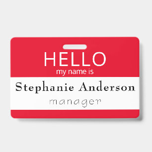 Crachá Placa de identificação HELLO personalizada Meu nom