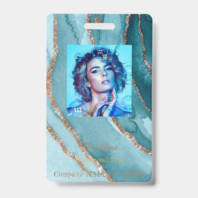 Crachá Placa de identificação personalizada em mármore az (Frente)