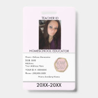 Placa de identificação rosa para professor de home