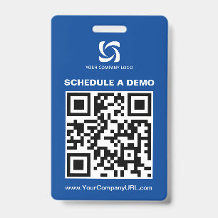 Crachá Placa de stands de feira com código QR azul