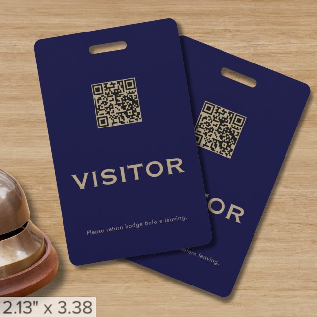 Crachá Placa de Visitante com Código QR Simples (Criador carregado)