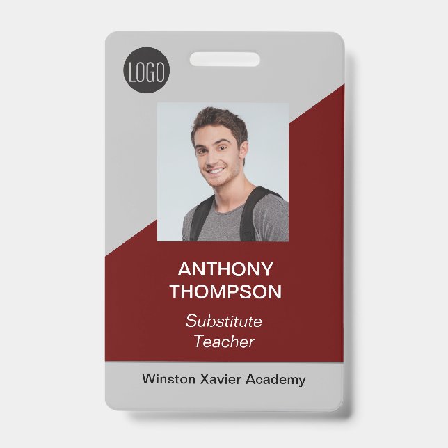 Crachá Placa Personalizada de Nome e Foto da Equipe Escol (Frente)