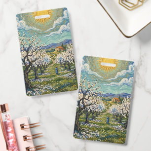 Crachá Pomar de Amendoeiras ao Sol no Estilo de Van Gogh 