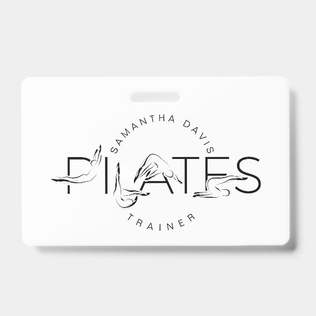 Crachá Poses de Pilates em Palavra Pilates (Frente)