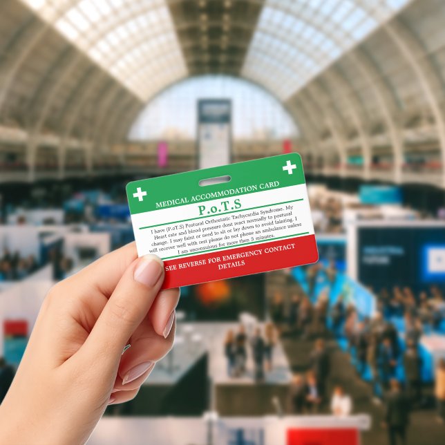 Crachá PoTS Em Caso de Emergência ICE doença invisível (Conferência)