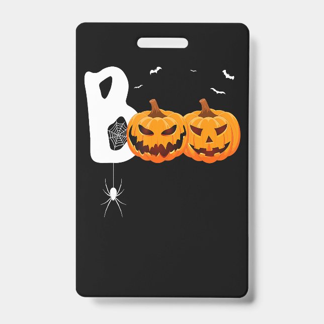 Crachá Presente de Aranha | Abóboras de Halloween Aranha (Frente)