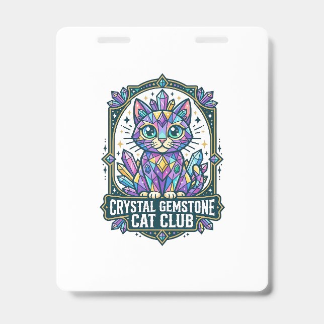 Crachá Presente para Mãe de Gato com Cristal Gemstone - C (Frente)