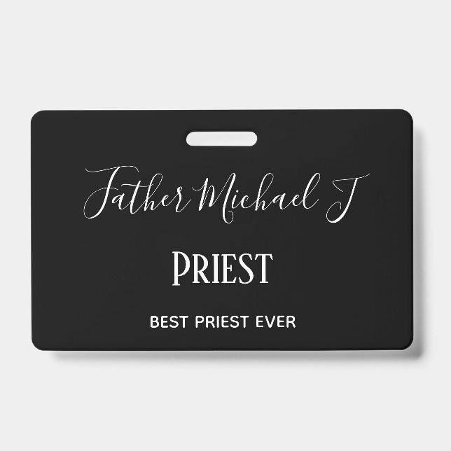 Crachá PRESENTES PARA PADRE - personalizado Clássico Pret (Frente)