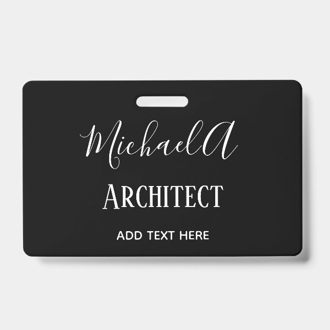 Crachá Presentes Personalizados ARCHITECT Preto Branco (Frente)