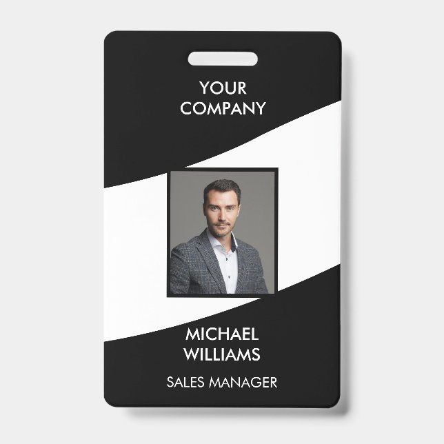 Crachá Preto Branco com ID de Foto (Front)