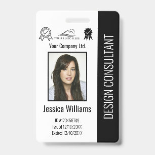 Crachá Preto de ID Personalizado Corporativo Moder