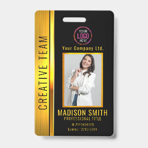 Crachá Preto de ID Personalizado para Funcionário 