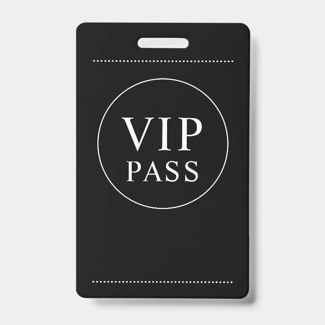 Crachá Preto e Branco Simples de Evento VIP Acesso (Frente)