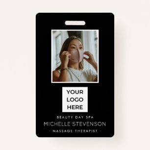 Crachá Preto para Funcionário de Fotografia Moderno